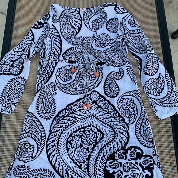 Echo Beach Cover-up Dress Black/White Size Small